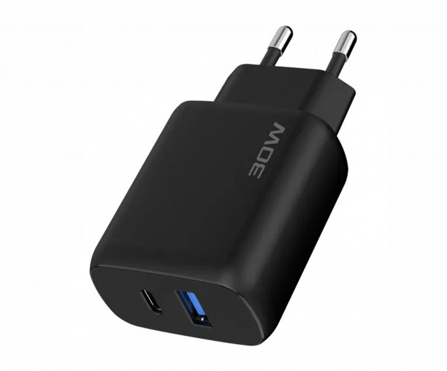 СЗУ Proove Silicone Power 2 30W (Type-C + USB) + Cable Type-C to Type-C (1m) (black)
